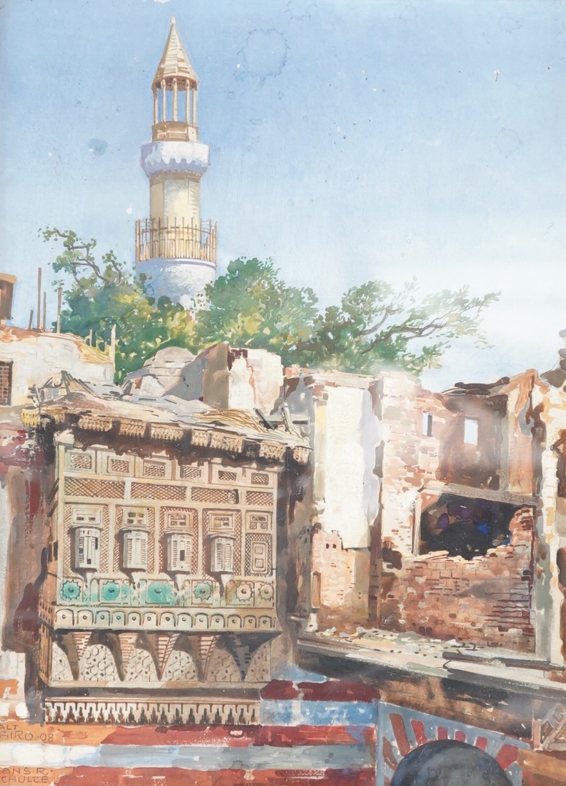 Hans Schulze, Cairo, signed and inscribed ALT Cairo, 08, gouache, 26.5 x 19cm